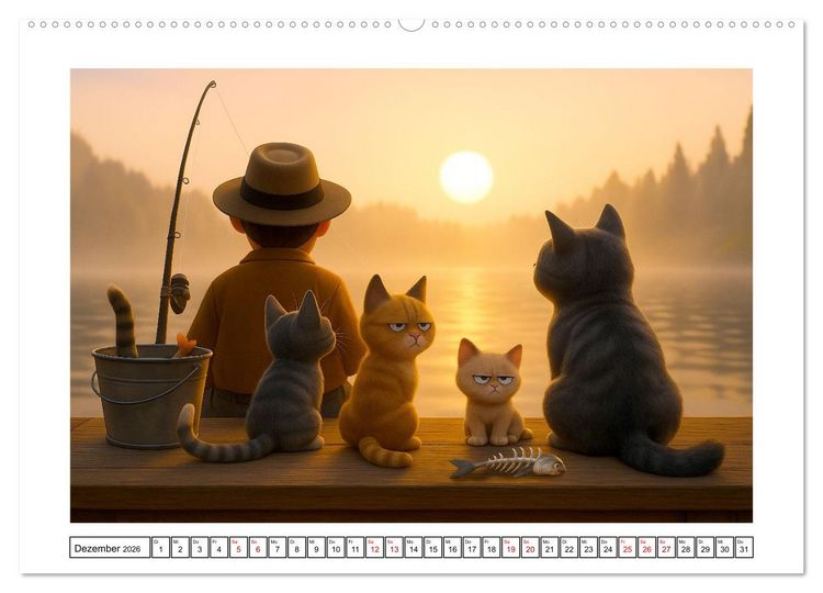 Produktbild: Katzen w&uuml;rden Fische kaufen (Wandkalender 2026 DIN A2 quer), CALVENDO Monatskalender