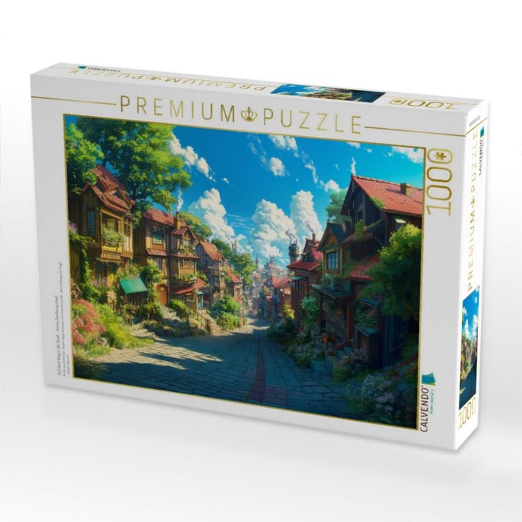 Produktbild: CALVENDO Puzzle Auf dem Weg in die Stadt - Anime Dorflandschaft | 1000 Teile Lege-Gr&ouml;&szlig;e 64x48cm Foto-Puzzle f&uuml;r gl&uuml;ckliche Stunden