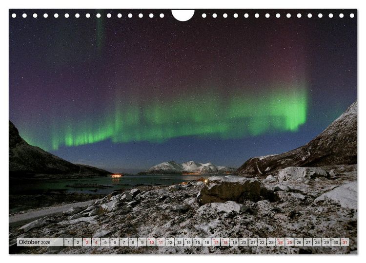 Produktbild: Aurora Borealis: Polarlichter in Norwegen (Wandkalender 2026 DIN A4 quer), CALVENDO Monatskalender