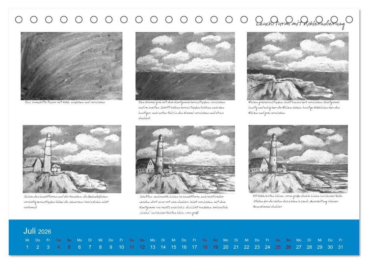 Produktbild: Mal einfach mit ! 12 ausf&uuml;hrliche Schritt f&uuml;r Schritt Anleitungen (Tischkalender 2026 DIN A5 quer), CALVENDO Monatskalender