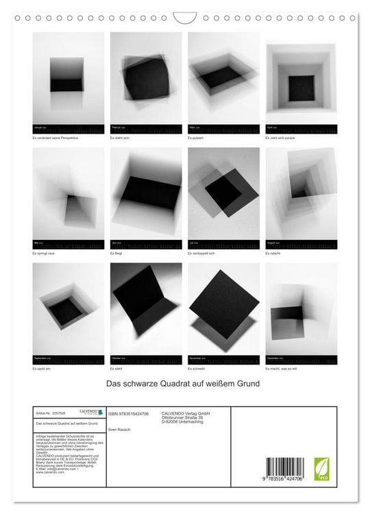 Produktbild: Das schwarze Quadrat auf wei&szlig;em Grund (Wandkalender 2026 DIN A3 hoch), CALVENDO Monatskalender