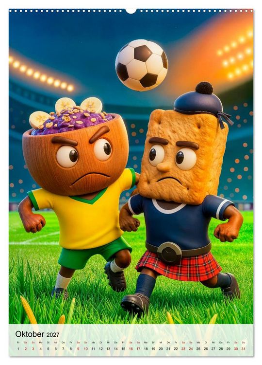 Produktbild: Food‑Fu&szlig;baller - Lustiger kulinarischer Fu&szlig;ballspa&szlig; (Wandkalender 2027 DIN A2 hoch), CALVENDO Monatskalender