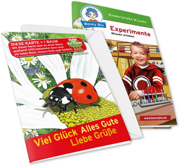 Produktbild: Benny Blu - Set Gl&uuml;ckwunschkarte Motiv K&auml;fer + Wissensbuch Experimente, m. 1 Beilage