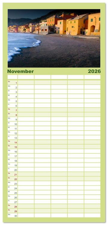 Produktbild: Familienplaner 2026 - Varigotti - K&uuml;stensch&ouml;nheit Liguriens mit 5 Spalten (Wandkalender, 21 x 45 cm) CALVENDO