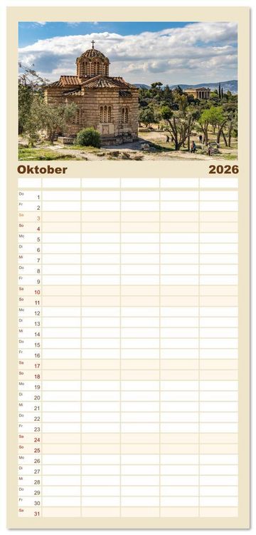 Produktbild: Familienplaner 2026 - Griechenland - Athen mit 5 Spalten (Wandkalender, 21 x 45 cm) CALVENDO