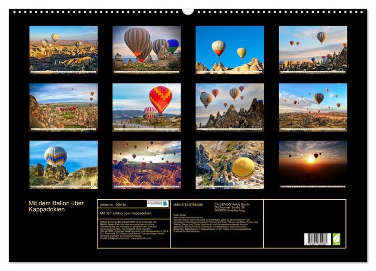 Produktbild: Mit dem Ballon &uuml;ber Kappadokien (Wandkalender 2026 DIN A2 quer), CALVENDO Monatskalender