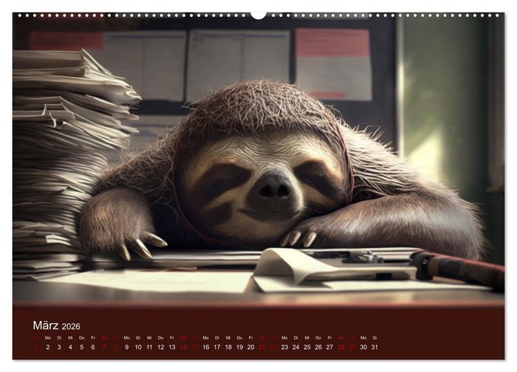 Produktbild: Der Kalender f&uuml;r echte Faultiere (hochwertiger Premium Wandkalender 2026 DIN A2 quer), Kunstdruck in Hochglanz