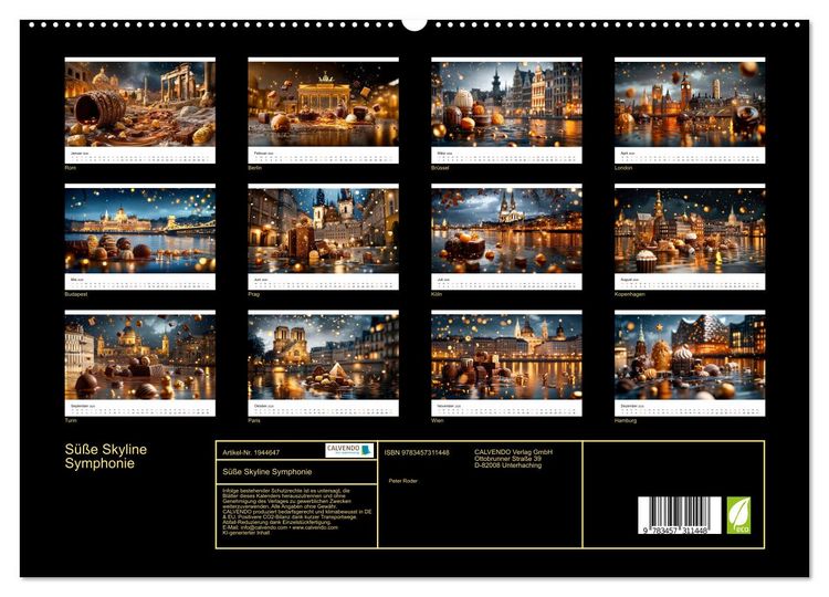 Produktbild: S&uuml;&szlig;e Skyline Symphonie (hochwertiger Premium Wandkalender 2026 DIN A2 quer), Kunstdruck in Hochglanz