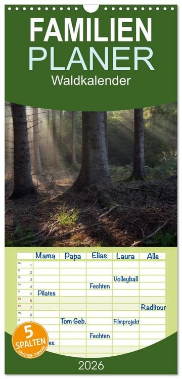 Produktbild: Familienplaner 2026 - Waldkalender mit 5 Spalten (Wandkalender, 21 x 45 cm) CALVENDO