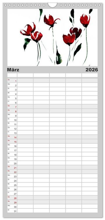 Produktbild: Familienplaner 2026 - Asiatische Tuschmalerei mit 5 Spalten (Wandkalender, 21 x 45 cm) CALVENDO