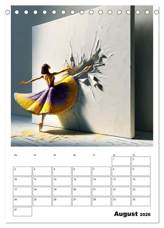 Produktbild: Tanz der Befreiung &ndash; Ballerina auf der Suche nach Freiheit (Tischkalender 2026 DIN A5 hoch), CALVENDO Monatskalender