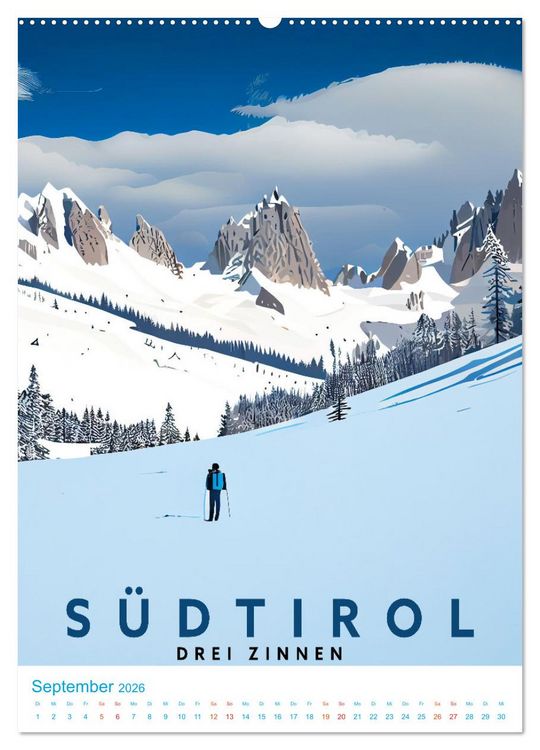 Produktbild: S&uuml;dtirol - Old School Poster Style (Wandkalender 2026 DIN A2 hoch), CALVENDO Monatskalender