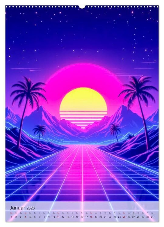 Produktbild: Back to the Eighties - Electric Neon Nights (hochwertiger Premium Wandkalender 2026 DIN A2 hoch), Kunstdruck in Hochglanz