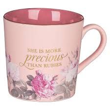 Produktbild: Pink Floral Ceramic 'More Precious than Rubies'