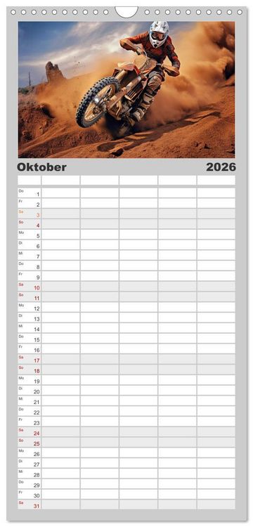 Produktbild: Familienplaner 2026 - Motorcross Welt mit 5 Spalten (Wandkalender, 21 x 45 cm) CALVENDO