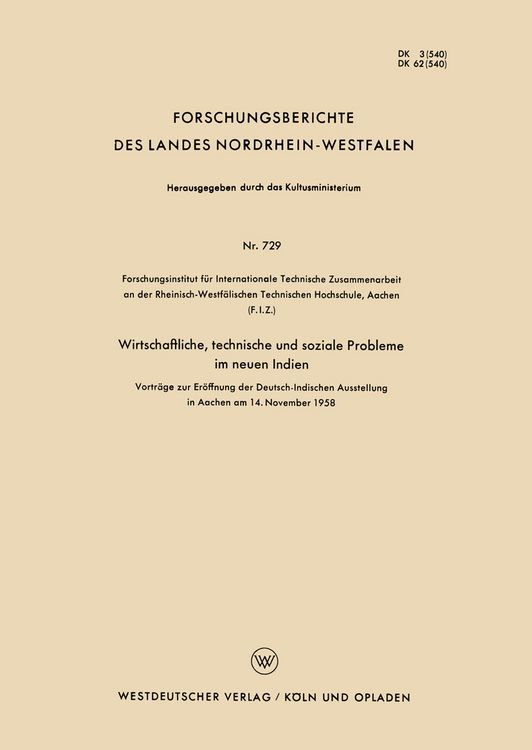 Produktbild: Wirtschaftliche, technische und soziale Probleme im neuen Indien