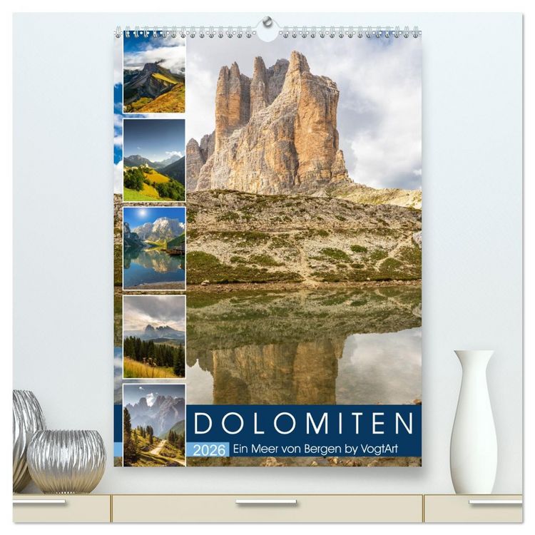 Produktbild: Dolomiten, ein Meer aus Bergen by VogtArt (hochwertiger Premium Wandkalender 2026 DIN A2 hoch), Kunstdruck in Hochglanz