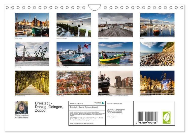 Produktbild: Dreistadt - Danzig, Gdingen, Zoppot (Wandkalender 2027 DIN A4 quer), CALVENDO Monatskalender