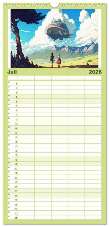 Produktbild: Familienplaner 2026 - Zauberhafte Anime Welt mit 5 Spalten (Wandkalender, 21 x 45 cm) CALVENDO