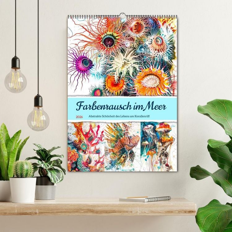 Produktbild: Farbenrausch im Meer - Abstrakte Sch&ouml;nheit des Lebens am Korallenriff (Wandkalender 2026 DIN A2 hoch), CALVENDO Monatskalender