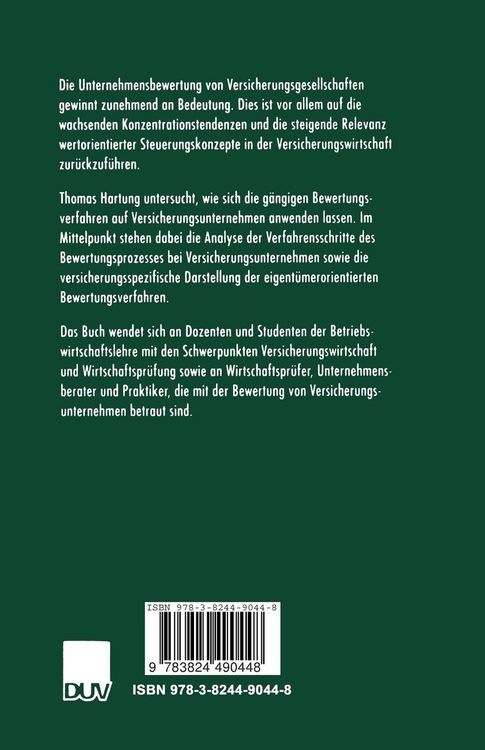 Produktbild: Unternehmensbewertung von Versicherungsgesellschaften