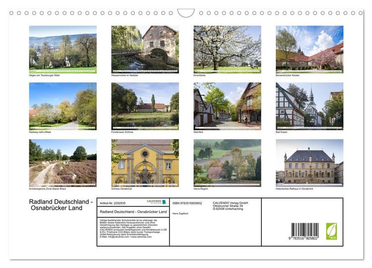 Produktbild: Radland Deutschland - Osnabr&uuml;cker Land (Wandkalender 2027 DIN A3 quer), CALVENDO Monatskalender