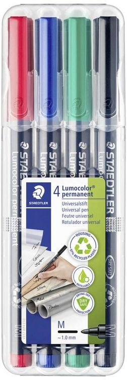 Produktbild: STAEDTLER Universalstift Lumocolor® permanent M, 4er Set farbig