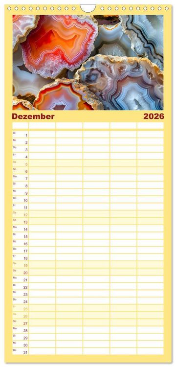 Produktbild: Familienplaner 2026 - Achat-Rhapsodie - Farbige Flussl&auml;ufe in Bandachaten und Quarz mit 5 Spalten (Wandkalender, 21 x 45 cm) CALVENDO