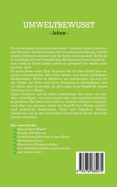 Produktbild: Umweltbewusst leben: Wie Sie mit Zero Waste Ihren Alltag umweltfreundlich, veran