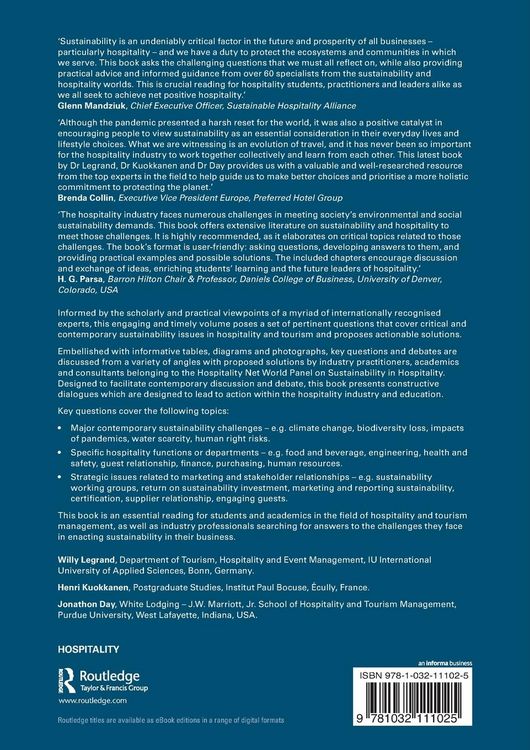 Produktbild: Critical Questions in Sustainability and Hospitality