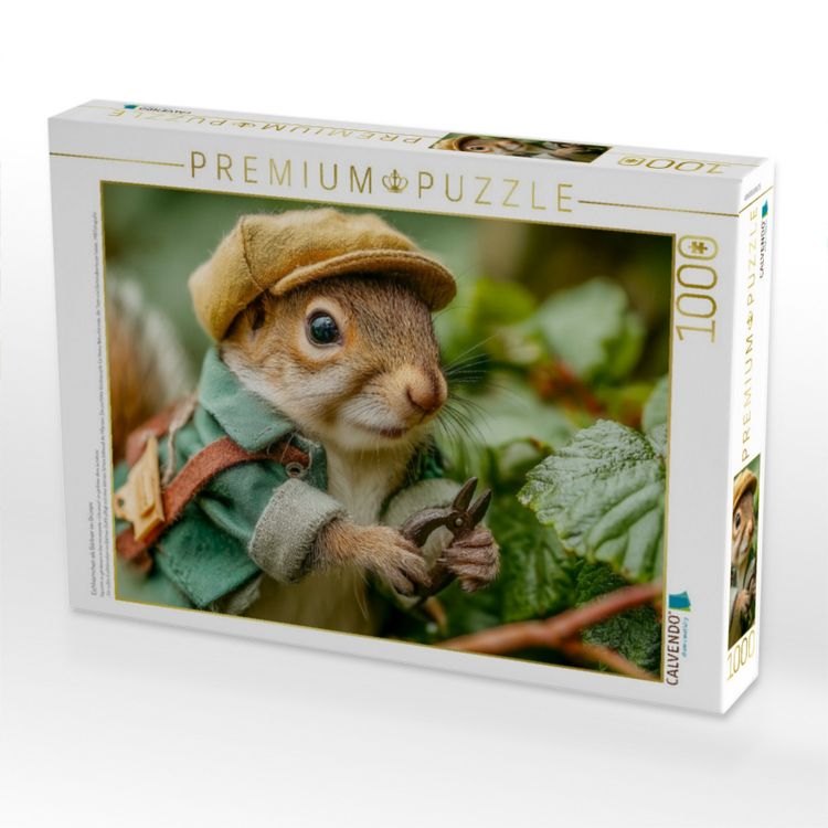Produktbild: CALVENDO Puzzle Eichh&ouml;rnchen als G&auml;rtner im Gr&uuml;nen | 1000 Teile Lege-Gr&ouml;&szlig;e 64x48cm Foto-Puzzle f&uuml;r gl&uuml;ckliche Stunden