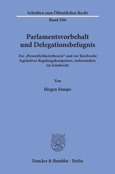 Produktbild: Parlamentsvorbehalt und Delegationsbefugnis.