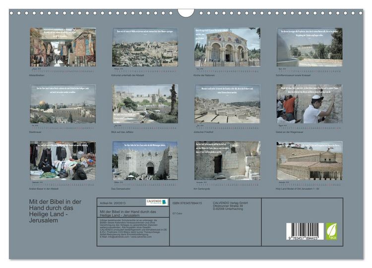 Produktbild: Mit der Bibel in der Hand durch das Heilige Land - Jerusalem (Wandkalender 2026 DIN A3 quer), CALVENDO Monatskalender