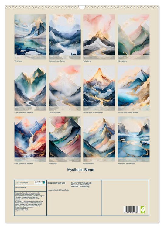Produktbild: Mystische Berge (Wandkalender 2026 DIN A2 hoch), CALVENDO Monatskalender
