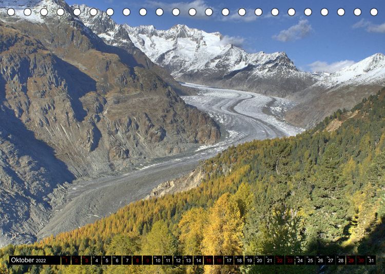 Produktbild: Aletschgletscher - Gr&ouml;&szlig;ter und l&auml;ngster Gletscher der Alpen (Tischkalender 2022 DIN A5 quer)