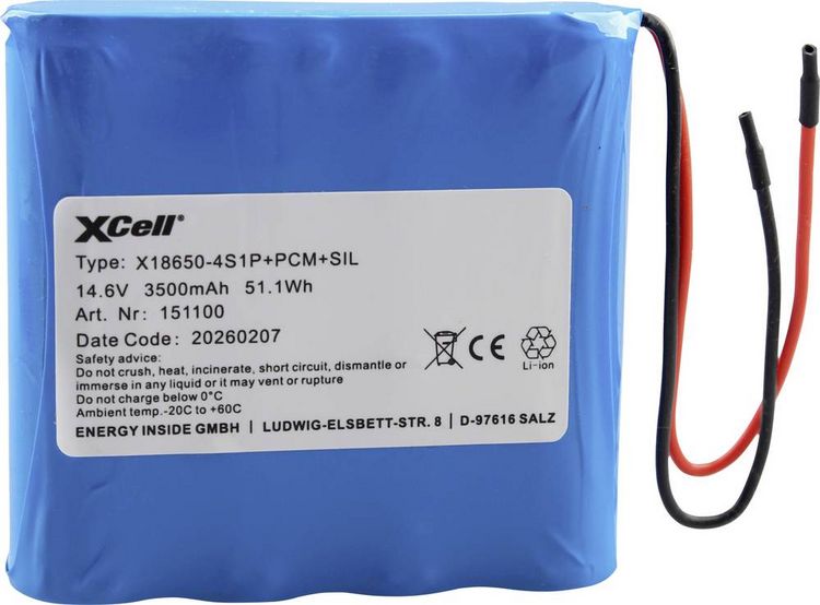 Produktbild: XCell Spezial-Akku 4x 18650 Li-Ion 14.8 V 3500