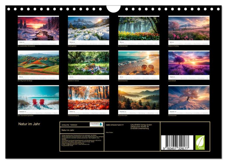 Produktbild: Natur im Jahr (Wandkalender 2026 DIN A4 quer), CALVENDO Monatskalender
