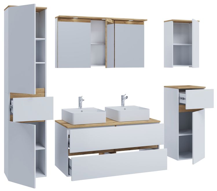 Produktbild: 7 tlg. Badm&ouml;bel-Set mit Waschbecken Cosila-A 111cm