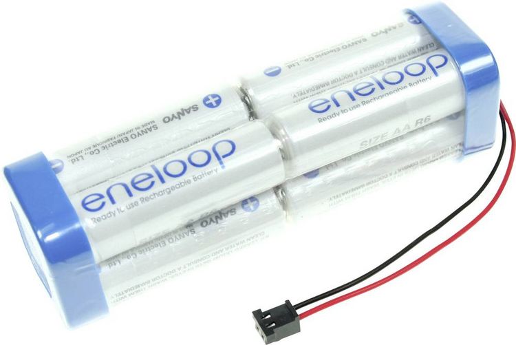 Produktbild: Panasonic eneloop Doppelw&uuml;rfel F2x2x2 Graupner Akkupack 8x Mignon (AA) Kabel, Stecker NiMH 9.6 V 1900 mAh
