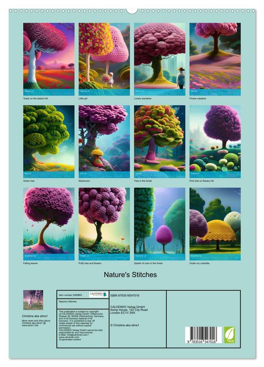 Produktbild: Nature's Stitches (High Quality Premium Wall Calendar 2026 DIN A2 portrait),CALVENDO 12 Month Wall Calendar