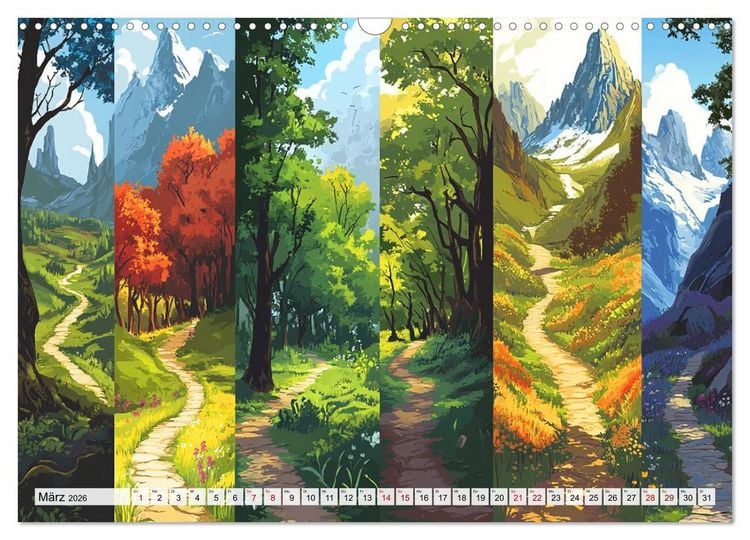 Produktbild: Landschaften in bunten Fragmenten (Wandkalender 2026 DIN A3 quer), CALVENDO Monatskalender