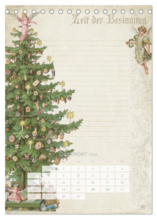 Produktbild: Nostalgie-Jahr, Motive aus alten Poesiealben (Tischkalender 2026 DIN A5 hoch), CALVENDO Monatskalender