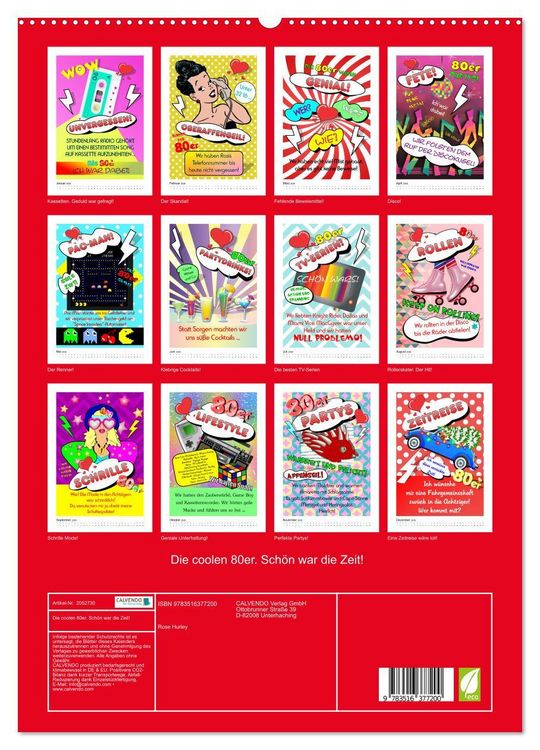 Produktbild: Die coolen 80er. Sch&ouml;n war die Zeit! (hochwertiger Premium Wandkalender 2026 DIN A2 hoch), Kunstdruck in Hochglanz