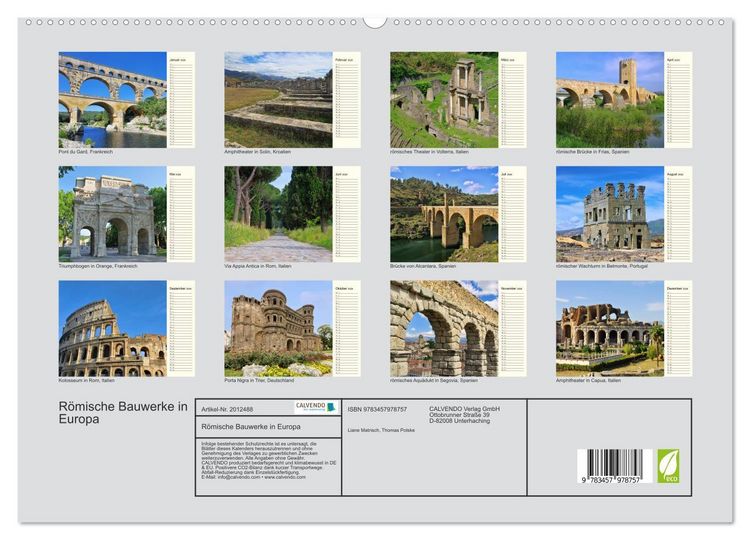Produktbild: R&ouml;mische Bauwerke in Europa (hochwertiger Premium Wandkalender 2026 DIN A2 quer), Kunstdruck in Hochglanz