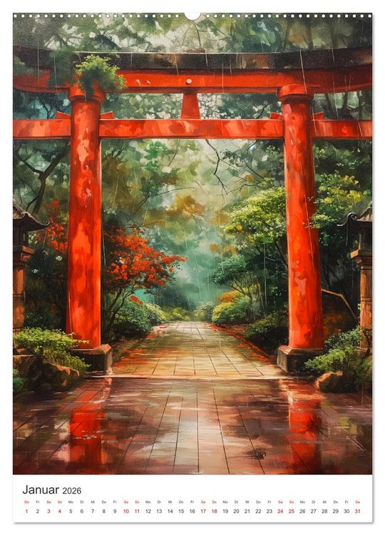 Produktbild: Japan. Impressionen im Aquarell-Stil (Wandkalender 2026 DIN A2 hoch), CALVENDO Monatskalender