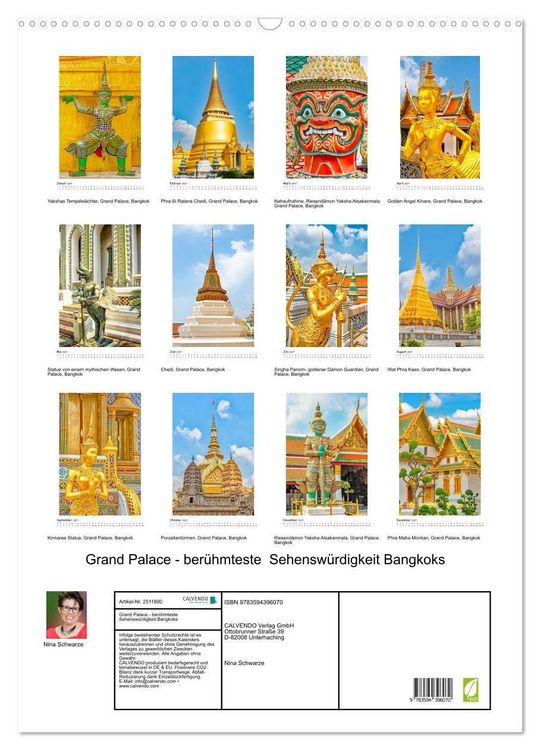 Produktbild: Grand Palace - ber&uuml;hmteste Sehensw&uuml;rdigkeit Bangkoks (Wandkalender 2027 DIN A2 hoch), CALVENDO Monatskalender