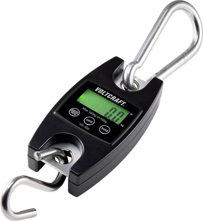 Produktbild: VOLTCRAFT HS-100 H&auml;ngewaage HS-100 W&auml;gebereich (max.) 100 kg Ablesbarkeit 100 g batteriebetrieben Schwarz