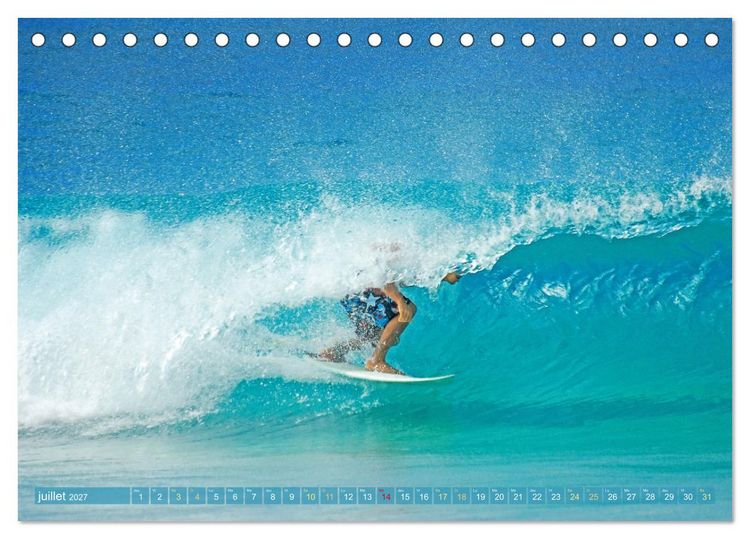 Produktbild: Le surf ou la qu&ecirc;te de la vague parfaite (Calendrier de bureau 2027 DIN A5 vertical), CALVENDO calendrier mensuel