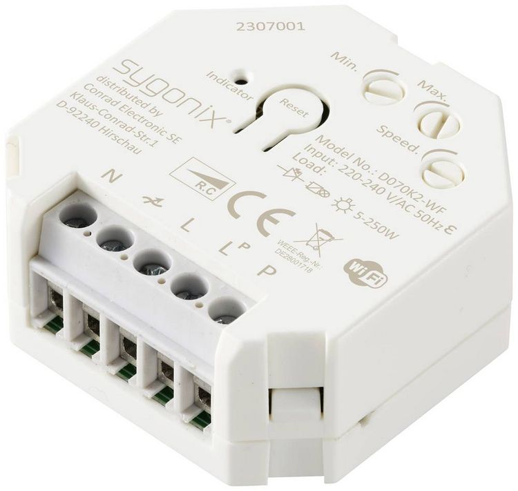 Produktbild: Sygonix SY-5775566 Unterputz Dimmer Geeignet f&uuml;r Leuchtmittel: LED-Lampe, Gl&uuml;hlampe, Halogenlampe Wei&szlig;