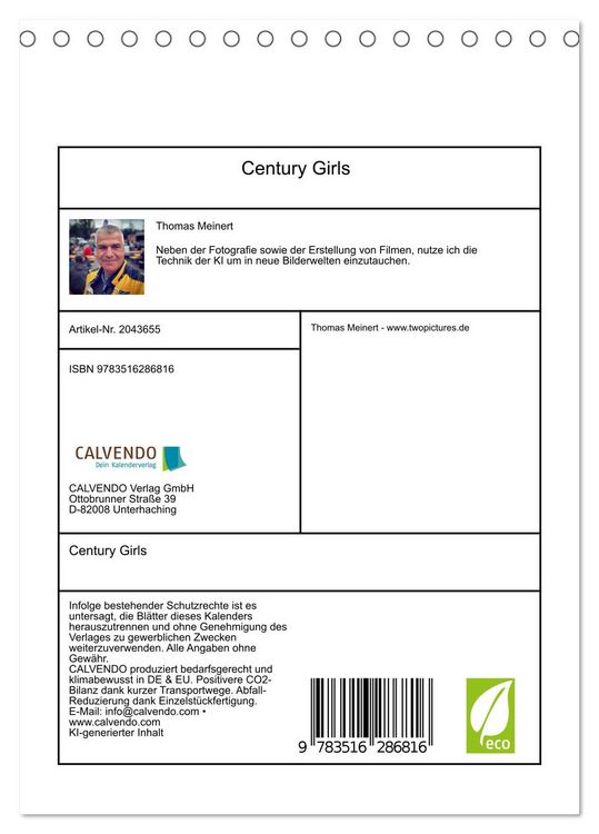 Produktbild: Century Girls (Tischkalender 2026 DIN A5 hoch), CALVENDO Monatskalender